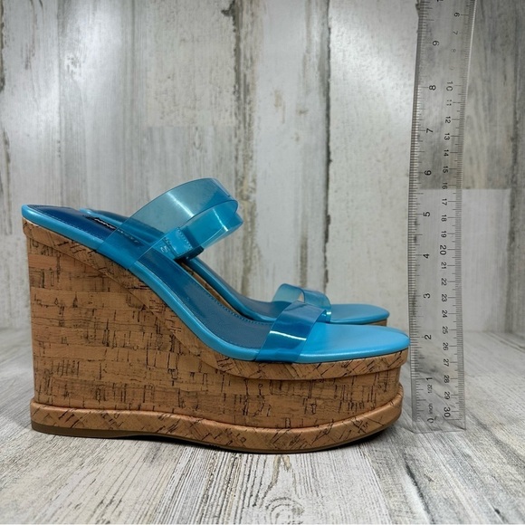 New NINE WEST Women's Rapps3 Ultra High Wedge Sandal #804 - Picture 6 of 11